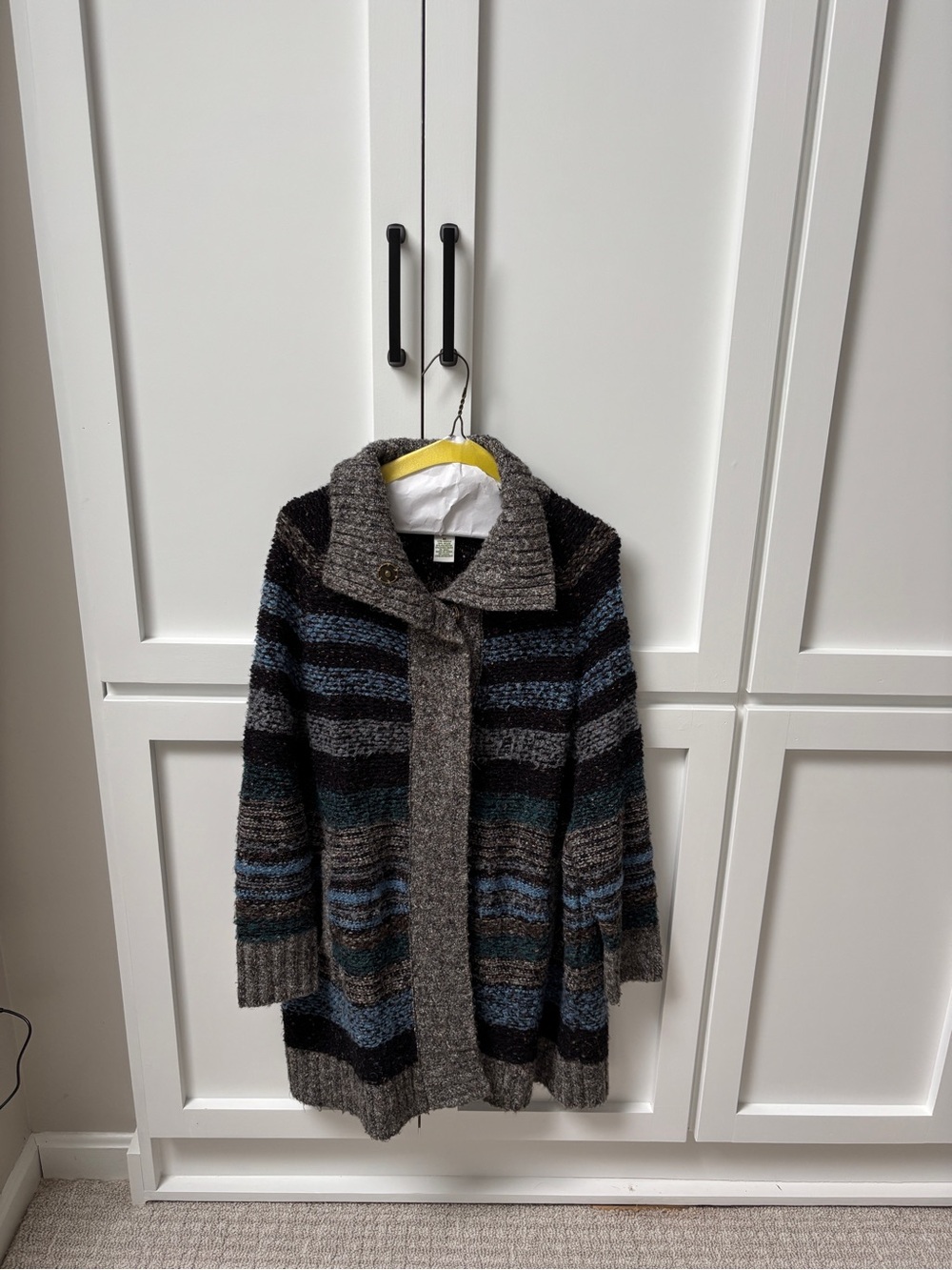 Orvis Striped Knit Cardigan in Gray, Blue & Black